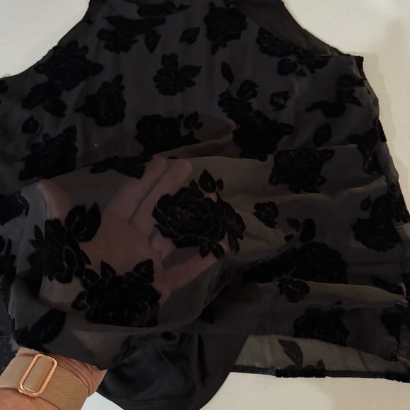 Torrid Velvet Burn Out Tank Black Floral Whimsigoth Romantic Women’s Sz 10 (00) - Picture 5 of 12